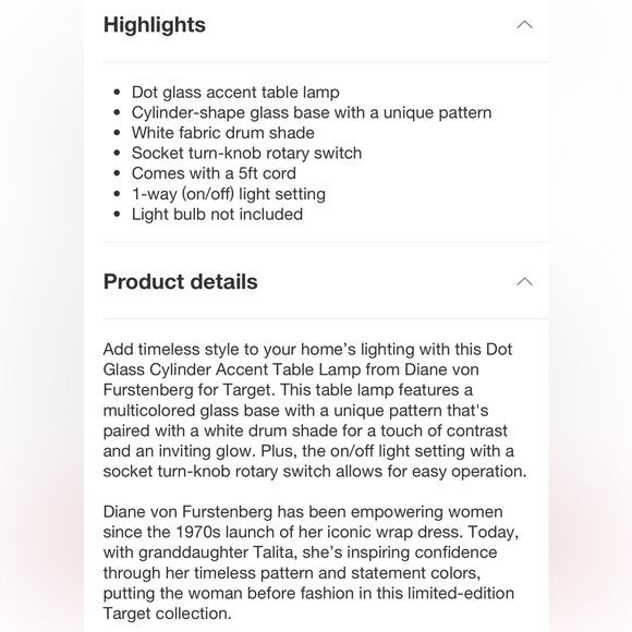 DVF Dot glass cylinder accent table lamp & shade - Picture 4 of 6